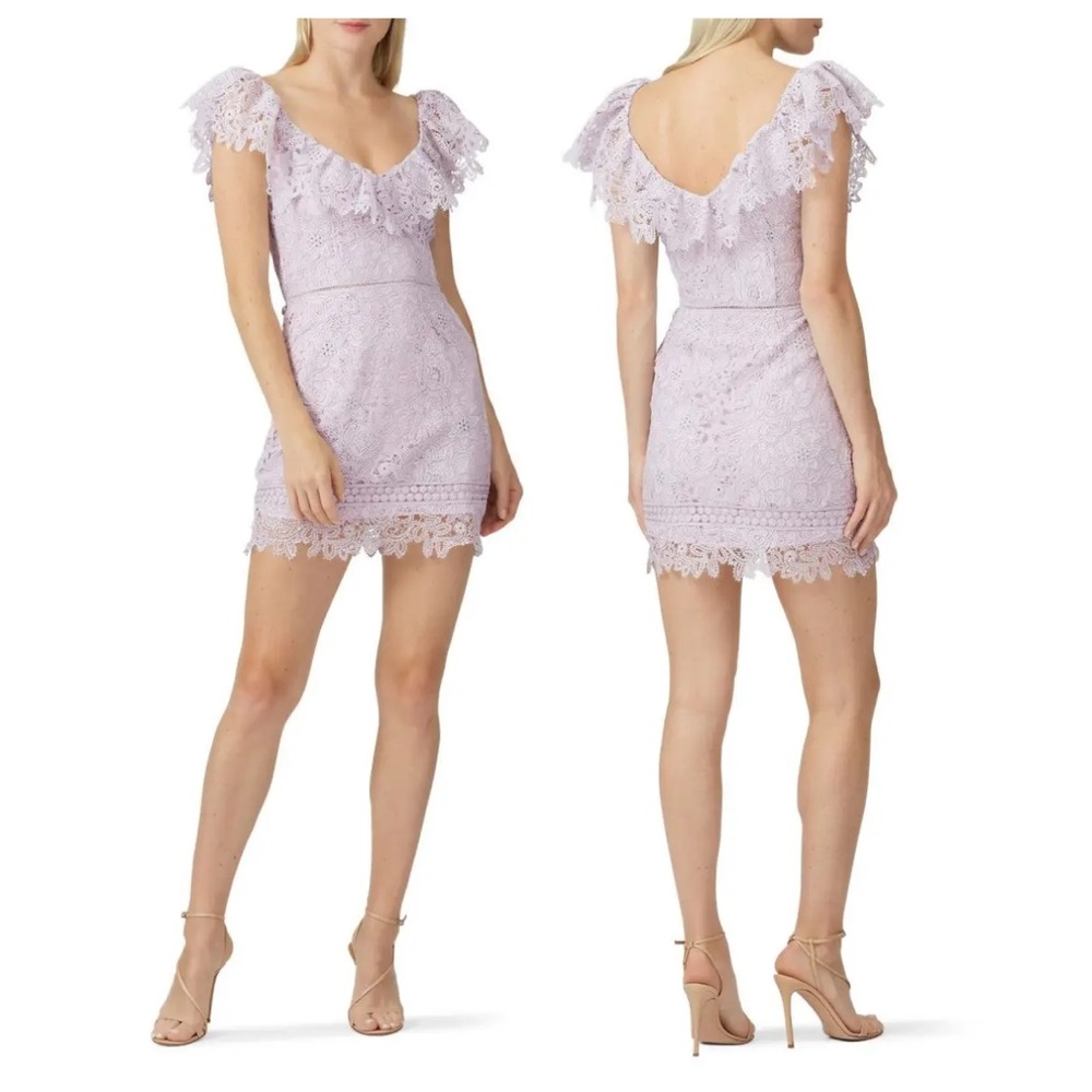 Saylor Adwoa Lilac Lace Mini Dress Ruffle‎